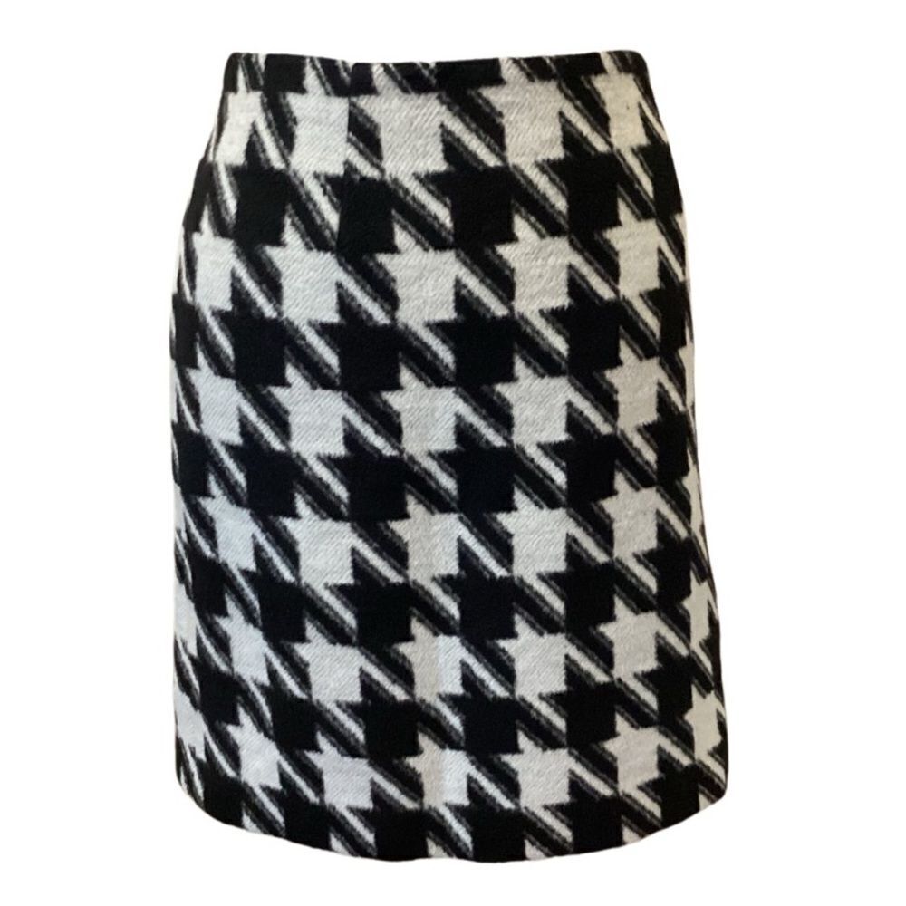 Amanda + Chelsea Houndstooth wool blend straight skirt lined size 12